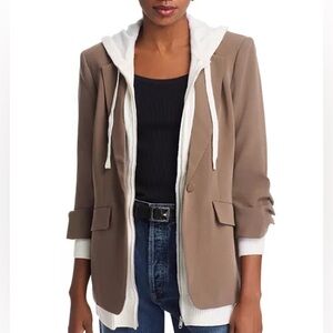 Cinq A Sept Hooded Khloe Blazer Jacket In Tan Ivory